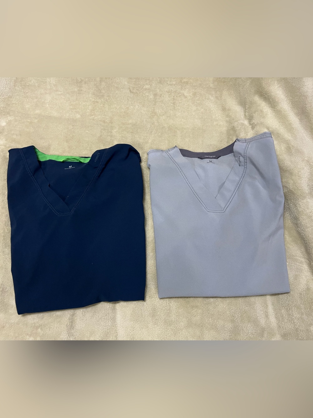Womens Carhartt V-Neck Scrub Tops - Navy & Light Gray